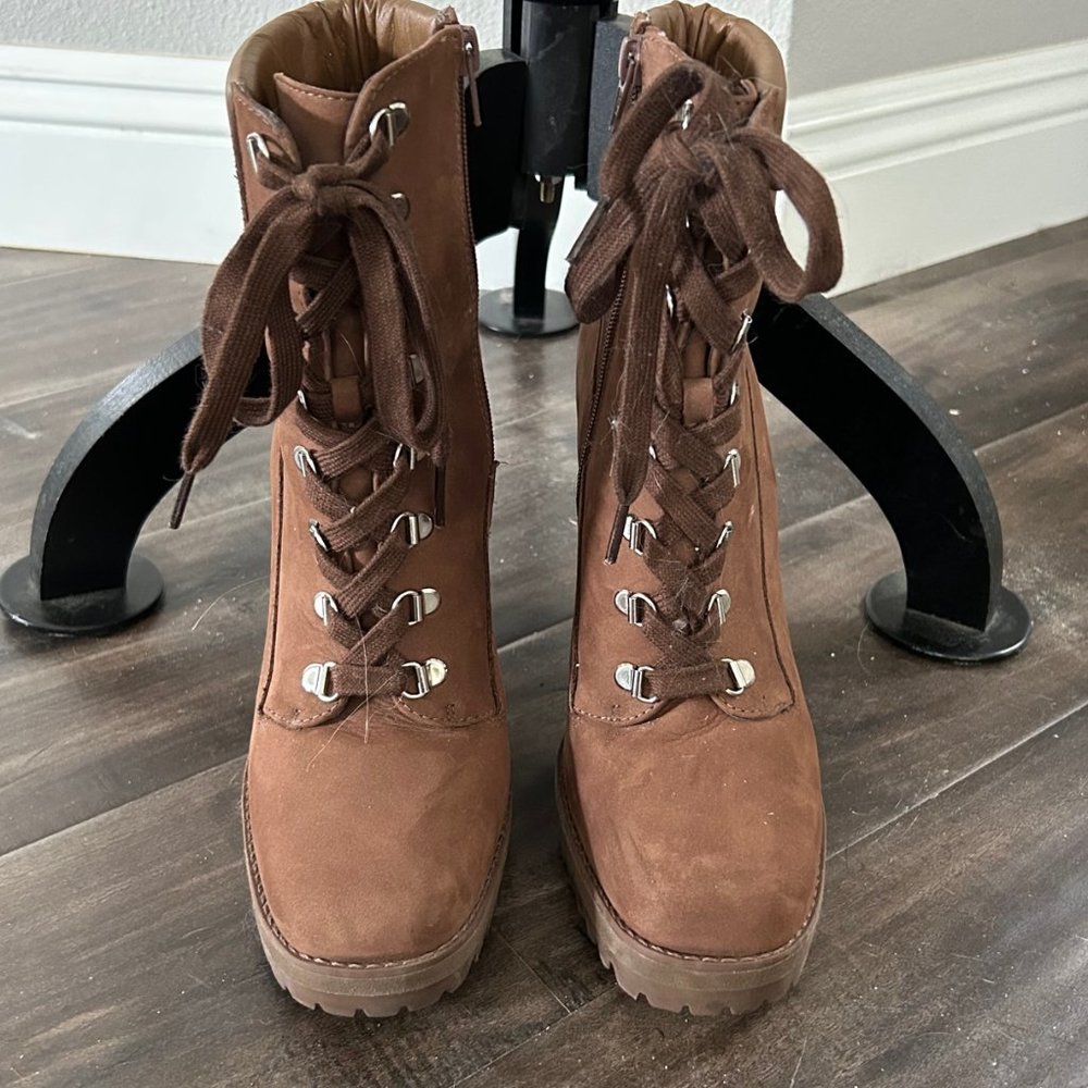 Steve Madden Laurie Brown Suede Lace Up Platform Bootie - Size 8.5